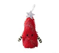 CYRENT Fabric Lighted Christmas Tree Figurine Holiday Home Decor Indoor Ornament With Built-in Lights 3.54 Inches Green Pink Red White(red)