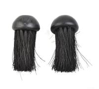 CYRENT Fireplace Brush Heads Round Shape Set of 2 Replacement Coconut Bristles Threaded Hole Fits 8mm 10mm Handles for Hearth Cleaning Maintenance Accessories