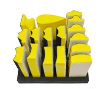 CYRENT Foam Hand Sanding Block Kit 16 PCS with 40 Grit Sandpaper Sheets Convex and Concave Shapes Hook-Loop Design for Automotive Woodworking Crafting Wet and Dry Applications