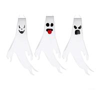 CYRENT Halloween Ghosts Tree Wrap Decorations 120cm Outdoor Indoor Bendable Polyester White Ghosts Face for Garden Yard Porch Tree Pillar