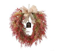 CYRENT Holiday Door Hanging Decor Featuring Christmas Bell Wreath With Burlap Bow For Indoor Use To Create Warm Seasonal Atmosphere