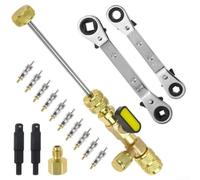CYRENT HVAC Ratchet Wrench Set, 4-Piece Valve Disassembly Tool with Copper Adapters for Air Conditioning Repair Maintenance