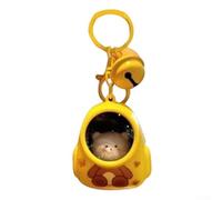 CYRENT Keychain Flashlight Cartoon Design with Bell Lightweight Mini Torch Pendant for Backpack Keys Pet Carrier Kids Women Men PVC 5x5.5cm Black Pink Gray Yellow(D)