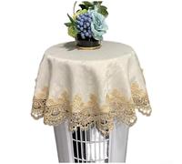 CYRENT Lace Dust Protector Table Cover for Round Air Conditioner Elegant Polyester Fabric Decorative Pattern Fits Cylindrical Units Modern Home Office Gold White Grey(D 90cm)