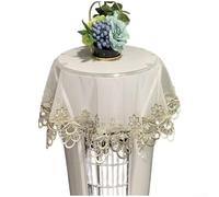 CYRENT Lace Dust Protector Table Cover for Round Air Conditioner Elegant Polyester Fabric Decorative Pattern Fits Cylindrical Units Modern Home Office Gold White Grey(I 80cm)