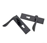 CYRENT Matt Black Door Handle Lock Set with Key Box for Interior Exterior Doors Aluminium Scroll Lever Design Easy Installation Secure Mortise Lock