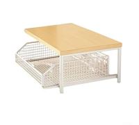 CYRENT Microwave Cart Kitchen Storage with MDF and Metal Frame Rolling Lockable Casters Pull Out Basket for Small Spaces Home Office Dorm(white)