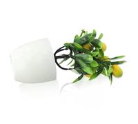 CYRENT Miniature Artificial Lemon Tree Fake Potted Bonsai - Realistic Faux Plant for Home Office Desktop Living Room Decor with Plastic Pot (Diameter 18cm)