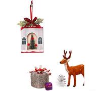CYRENT Natural Wood Hanging Ornament Pendant For Christmas Tree Featuring Cedar Tree Scene For Seasonal Decor(House-style Model)