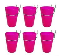 CYRENT Pegboard Hooks Organiser Set 6 Pieces Cup Holder Pen Storage Round Design for Home Office Workspace PVC Metal 7x7x10cm Black Green Blue Purple Yellow Orange Red(Red)