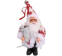 CYRENT Santa Claus Figure Standing Christmas Decoration Red Festive Figurine 19CM Holiday Tabletop Shelf Window Ornament Fiber Cloth Classic Home Seasonal Setup(Model E)