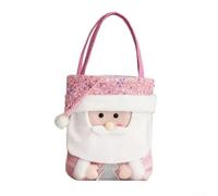 CYRENT Seasonal Christmas Decoration Bag, Cartoon Fabric Doll Pink Beads Handheld Bag for Treats Small Festive Items Transport(Old mans)