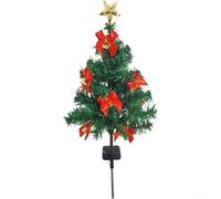 CYRENT Solar Outdoor Christmas Tree Lights Waterproof Mini LED Green Stainless Steel 75cm Yard Garden Pathway Decoration Holiday Festive Lighting No Installation(Chinese knot bell)
