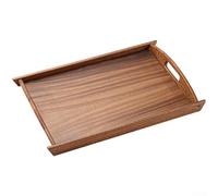 CYRENT Walnut Wood Serving Tray Japanese Style Binaural Handles Natural Wooden Platter Tea Coffee Fruit Pastries Snack Rustic Decor for Home Kitchen Rectangular Multiple Sizes(H)
