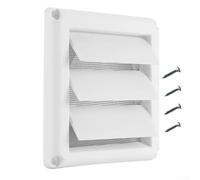 CYRENT White Plastic Air Vent Grille with Integrated Insect Screen for HVAC Outdoor Ventilation 4-6 Inch(4inch)