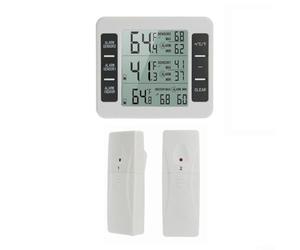 CYRENT Wireless Digital Refrigerator Thermometer with Remote Sensor Indoor Outdoor Temperature Monitor LCD Display Alarm Function for Fridge Freezer(2X sensor)