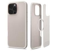 CYRILL by Spigen Kajuk Mag Case Compatible with iPhone 16 Pro Max (2024), Premium Vegan Leather Case [Compatible with MagSafe] - Cream