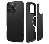 CYRILL by Spigen Kajuk Mag Case Compatible with iPhone 16 Pro Max (2024), Premium Vegan Leather Case [Compatible with MagSafe] - Black