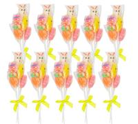 Cyrlm Easter Spring Bouquet Lollipops 50g - Fruit Flavoured - 5 Shapes: Carrot, Chick, Egg, Bunny & Flower - Perfect for Easter Baskets, Hunts & Gifts - 12 Pack
