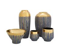 Cyrus Ceramic Planter - Grey & Gold - Large