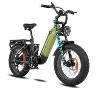 Cyrusher Aluminum Electric Bike Kommoda 3.0, 20inch 250W 25km/h 48V 20Ah 120km, Air Suspension, 7 Speed, Hydraulic Disc Brakes (Kommoda3.0 48V20ah, Green, No License Required)