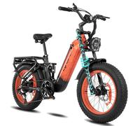 Cyrusher Aluminum Electric Bike Kommoda 3.0, 20inch 250W 25km/h 48V 20Ah 120km, Air Suspension, 7 Speed, Hydraulic Disc Brakes (Kommoda3.0 48V20ah, Orange, No License Required)