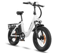 Cyrusher No License Required 20inch Aluminum Electric Bike for Adults, Rumble Fat Bike 15mph 48V18Ah 864wh 67Miles, Dual Hydraulic Disc Brakes, Shi-mano Gear Set, White