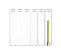CYS EXCEL 6 PCS (H:14" D:2.5") Open Ended Glass Hurricane Candleholder Tube Shade | Multiple Size Choices Open Flame Candle Chimney Tube Cover | Bottomless Cylinder