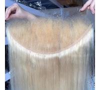 CYSDRH Silky Straight 13x4 Transparent Lace Front only Human Hair 150% Density Honey Blonde 613 Frontal Closure Pre Plucked Invisible Small Hair Knots - 16 Inch 13x4 613 Frontal Human Hair