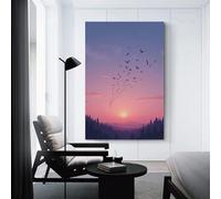 CYSEHKRBL Birds Flying Across The Sky at Dusk Canvas Painting Wall Decor Suitable for Bathroom Decoration Poster Home Decoration Funny Animal Decoration Frameles 20x30inch(50x75cm)