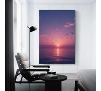 CYSEHKRBL Birds Flying Across The Sky at Dusk Wall Decoration Vintage Canvas Bathroom Decoration Wall Decoration 12x18inch(30x45cm) Frameles
