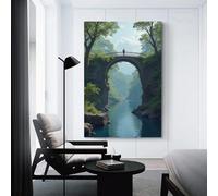 CYSEHKRBL Canvas Wall Painting Bridge over The River Canvas Printing Suitable for Living Room Office Entrance Corridor Cafe 20x30inch(50x75cm) Frameles