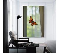 CYSEHKRBL Canvas Wall Painting Butterfly Flying Through Curtain Canvas Printing Suitable for Living Room Office Entrance Corridor Cafe 08x12inch(20x30cm) Frameles