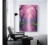 CYSEHKRBL Canvas Wall Painting Cherry Blossom Trail Canvas Printing Suitable for Living Room Office Entrance Corridor Cafe 16x24inch(40x60cm) Frameles