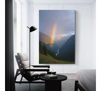 CYSEHKRBL Double Rainbow Across The Valley after The Rain Canvas Painting Wall Decor Suitable for Bathroom Decoration Poster Home Decoration Funny Animal Decoration Frameles 20x30inch(50x75cm)
