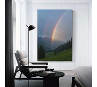 CYSEHKRBL Double Rainbow Across The Valley after The Rain Wall Decoration Vintage Canvas Bathroom Decoration Wall Decoration 16x24inch(40x60cm) Frameles
