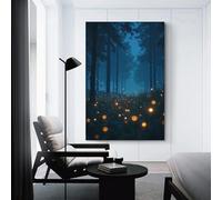 CYSEHKRBL Fireflies Twinkle in The Summer Night Canvas Painting Wall Decor Suitable for Bathroom Decoration Poster Home Decoration Funny Animal Decoration Frameles 08x12inch(20x30cm)