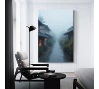 CYSEHKRBL Jiangnan Water Village in The Morning Mist Wall Decoration Vintage Canvas Bathroom Decoration Wall Decoration 20x30inch(50x75cm) Frameles
