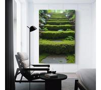 CYSEHKRBL Moss on The Stone Steps Canvas Painting Wall Art Poster Home Decoration Suitable for Bathroom Decoration Space Personalized Decoration 20x30inch(50x75cm)