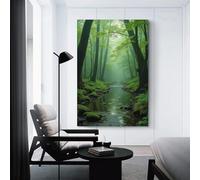 CYSEHKRBL Moss Well Silence Wall Decoration Vintage Canvas Bathroom Decoration Wall Decoration 16x24inch(40x60cm) Frameles