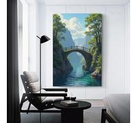 CYSEHKRBL Wall Decoration Painting Frameless Bridge over The River Canvas Oil Painting Decoration Painting Living Room Bedroom 20x30inch(50x75cm) Home Decoration