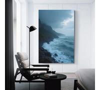 CYSEHKRBL Wall Decoration Painting Frameless Heavy Rain on The Coastline Canvas Oil Painting Decoration Painting Living Room Bedroom 16x24inch(40x60cm) Home Decoration