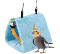 CYSFETENA 6.7 x 5.1 x 4.7 in Warm Soft Plush Bird Bed, Bird Hammock with Bilateral Hooks, Budgie Bed Winter Warm Pet Toy for Hamster Cockatiels Cockatoo Lovebird (S-Blue)
