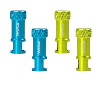 CYSKY 2 in 1 Presta Valve Stem Caps with Valve Core Removal Tool in Cap, Bicycle Tubeless Presta Valve Stem Covers, Light Weight Durable, Convenient Bike Tool (4pcs (Blue & Green))