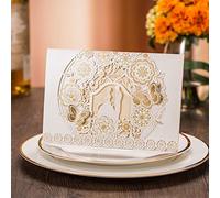 CYSKY Wedding Invitation Card 50 Pack Laser Cut Wedding Invitations Kit with Blank Printable Paper and Envelopes for Wedding, Engagement,Anniversary (White)