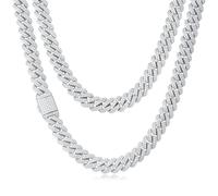 Cysnuc 12mm Heavy Iced Out Cuban Link Chain 18K White Gold Plated Diamond Thick Choker Necklace for Men Women Hypoallergenic Bling Hip Hop Jewelry with Gift Box, 24 inches, Cubic Zirconia, Cubic