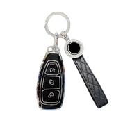 Cysocool 3 Button Car Key Cover for Ford with Keychain Lanyard, Soft Silicone Remote Key Shell Protector Case Fit Ford C-MAX Escape Fiesta Focus RS Fusion Galaxy B-Max Grand S-Max Kuga Mondeo (Frd-3)