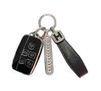 Cysocool 5 Buttons Car Key Cover for Land Rover with Keychain Lanyard, Soft TPU Key Protection Case Key Shell Fit Land Rover LR4 Range Rover Evoque Velar Sport Jaguar XF XJ XJL F-PACE F-Type(Rov)