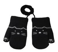 Cysocool Cat Inspired Baby Winter Knit Mittens On String 1-3 Years Toddler Cold Weather Fleece Warm Gloves Girls Boys Insulated Plush Mittens Snow Gloves