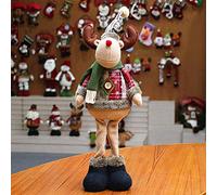 Cysocool Christmas Standing Figurine 48CM Long Legs Reindeer Figure Snowman Reindeer Xmas Plush Doll Christmas Ornament Party Table Fireplace Decor Home Decoration Tree Hanging Christmas Figure Gift